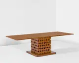 Claggett Wilson, Extendable dining table, circa 1930, Birds-eye maple and satinwood-veneered wood