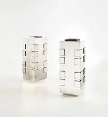 Jean Desprès, Pair of vases, circa 1970, Silver-plated brass