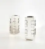 Jean Desprès, Pair of vases, circa 1970, Silver-plated brass