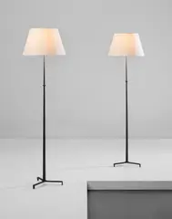 Pair of floor lamps by Jean-Michel Frank, circa 1940, Painted iron, paper shade, sold Dec 2019