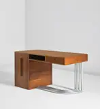 Agnoldomenico Pica, Desk, circa 1933, Walnut-veneered wood, chromium-plated metal, brass