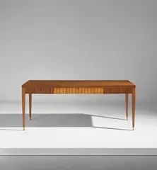Desk by Paolo Buffa, circa 1939, Walnut-veneered wood, walnut, brass, sold Dec 2019