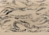 Lucien Smith, When you pass through the waters, I will be with you; and through the rivers, they shall not overwhelm you; when you walk through fire you shall not be burned, and the flame shall not consume you, 2013, enamel on unprimed canvas