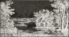Ugo Rondinone, No. 69 VIERUNDZWANZIGSTERNOVEMBERNEUNZEHNHUNDERTFÜNFUNDNEUNZIG, 1995, India ink on paper, mounted to canvas, silkscreen on Plexiglas plaque