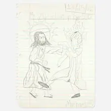 Michael Scoggins, My God Can Beat Up Your God, 2006, graphite and Prismacolor colored pencil on Somerset paper