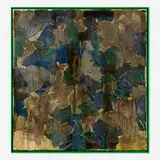 Michiel Ceulers, The Name of the Song is Mississippi Goddam/And I Mean Every Word of It, 2015, staples, glitter, wood glue, wood varnish coating, oil and spray paint on canvas collage on canvas in artist's frame