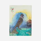 William T. Wiley, Little Hawk on Glass Anvil Near Christmas and the Ocean, 1999, watercolor on paper