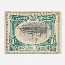 Robert Dowd, One Cent Postage Stamp, c. 1968, graphite and watercolor on paper