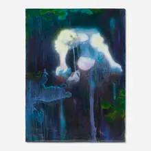 Sedrick Chisom, Fragile Narcissus' Expulsion and Regurgitation of White Bile into Echo of His Belated Self, 2018, acrylic on paper mounted to canvas