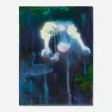Sedrick Chisom, Fragile Narcissus' Expulsion and Regurgitation of White Bile into Echo of His Belated Self, 2018, acrylic on paper mounted to canvas