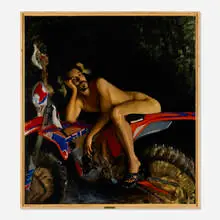 Ireland Wisdom, Rick's Ride, 2022, oil on canvas in artist's frame