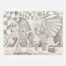 Mario Ybarra, Jr., Untitled, 2020, pastel and graphite on paper