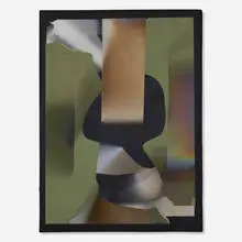 Larry Bell, SF 1.26.12A, 2012, collage with aluminum and silicon monoxide on paper mounted to black gesso signcloth with acrylic laminate film