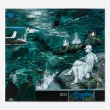 James G. Davis, Nova (Edvard Munch, His Sisters, Inger, Mary Anne and an Unidentified Woman), 1995, oil and mixed media collage on canvas