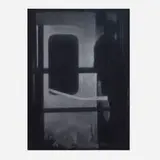 Troy Brauntuch, Untitled (Figure in Doorway), 1994, conté crayon on cotton fabric