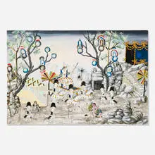 Larissa Bates, Queeny Pin, 2007, ink, gouache, acrylic and water-based oil on canvas