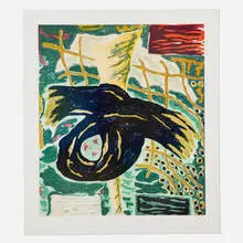 Gregory Amenoff, Gnarl, 1987, woodcut in colors