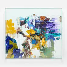 James Hyde, List, 1998, acrylic and mixed media collage in glass case