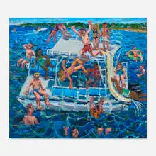 Todd Bienvenu, Party Barge, 2019, oil on canvas