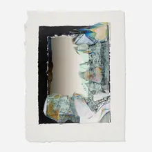 Larry Bell, MVD (Mirage Vapor Drawing) #140, 1990, collage with aluminum and silicon monoxide on Moriki mounted on Gallery 100