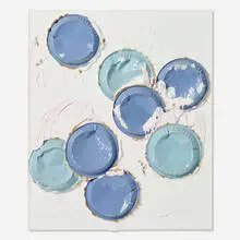 Lucien Smith, TBT (Pie), 2012, molding paste, aluminum trays and enamel on gessoed canvas laid to panel