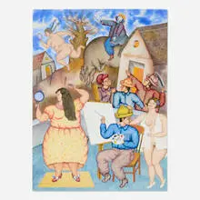 Maximino Javier, Pintor distraido, 1986, gouache on paper