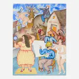 Maximino Javier, Pintor distraido, 1986, gouache on paper