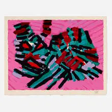 Karel Appel, About a Cat (from the Cats Portfolio), 1978, lithograph in colors on Japon