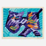 Karel Appel, Walking Cat (from the Cats portfolio), 1978, screenprint in colors on Japon