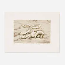 Henry Moore, Five Reclining Figures, lithpgraph in colors on T.H. Saunders
