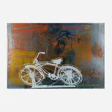 Robert Rauschenberg, Bicycle, National Gallery of Art exhibition poster, 1991, screenprint and lithograph in colors on foil paper