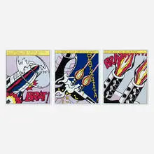 Roy Lichtenstein, As I Opened Fire (triptych), 1966, offset lithograph in colors