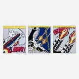 Roy Lichtenstein, As I Opened Fire (triptych), 1966, offset lithograph in colors