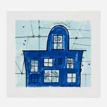 Carroll Dunham, Blue House, 1997-98, lithograph in colors
