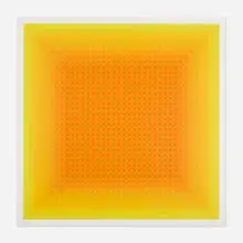 Yellow Filtration by Julian Stanczak, 1979, screenprint in colors on Somerset paper, sold Aug 2026
