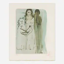 Dans la fumée des coléreux (from the La divine comédie suite) by Salvador Dalí, 1964, woodcut in colors, sold Aug 2026