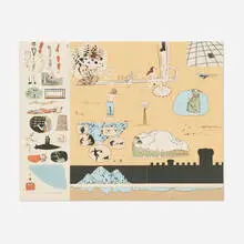 Öyvind Fahlström, Eddie (Sylvie's Brother) in the Desert (from the New York International portfolio), 1966, screenprint in colors