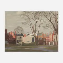 Thomas Adrian Fransioli, Mount Street Gardens and the Grosvenor Chapel, London, 1970, gouache on board