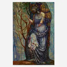 Santos Zingale, Metamorphosis Marble Lady + Bird No. 2, 1965, Magna acrylic resin and oil on Masonite