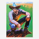Larry Pirnie, Wettin' the Whistle, 1988, acrylic, beer can and paper collage on canvas in artist's frame