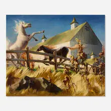 Rearing Up by Amy Jones, 1947, oil on canvas, sold Jun 2026