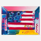 Peter Max, Flag with Heart, acrylic and mixed media on lithograph