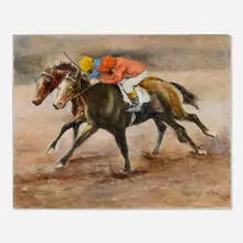 Pál Fried, Untitled (Horse Race), oil on canvas