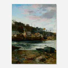 Untitled (Fishing Village) by Oliver Rhys, 1882, oil on canvas, sold Jun 2026