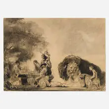 David Levine, The Peaceable Kingdom, 1961-62, charcoal on paper