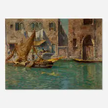Ferdinando Silvani, Untitled (Canal in Venice), oil on panel