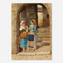 Filippo Indoni, Untitled (Two Ladies), watercolor on paper