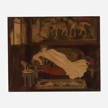George Bottini, Le repos de l’élégante, 1903, watercolor and pencil on board
