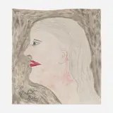Lee Godie, Youth, pencil, crayon and paint on unstretched canvas