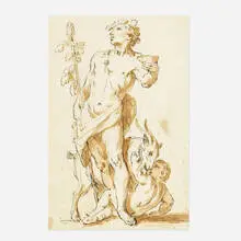 Pietro Antonio Novelli, The Young Bacchus, ink and wash on paper